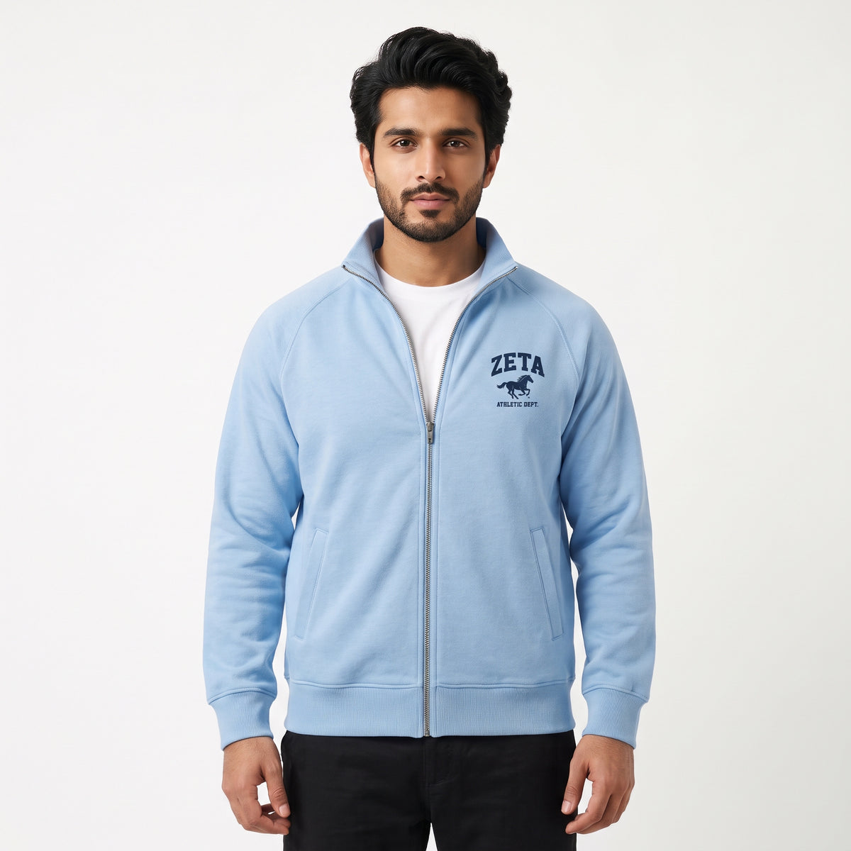ZETA Athletic Dept. Full-Zip Sweatshirt – Sky Blue