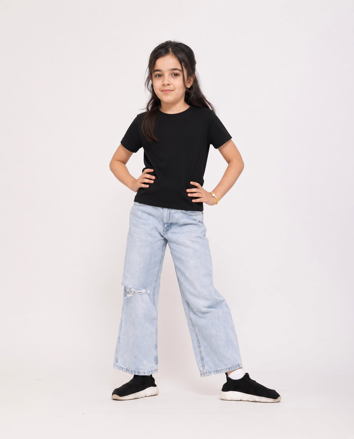 Premium Cotton Shirt for Girls – Black