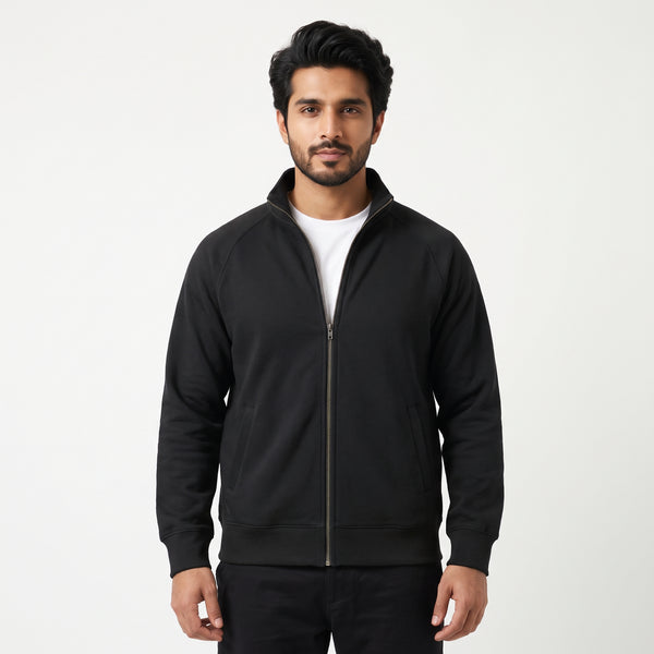 Wilderness Eagle Graphic Back Print Full-Zip Sweatshirt – Black