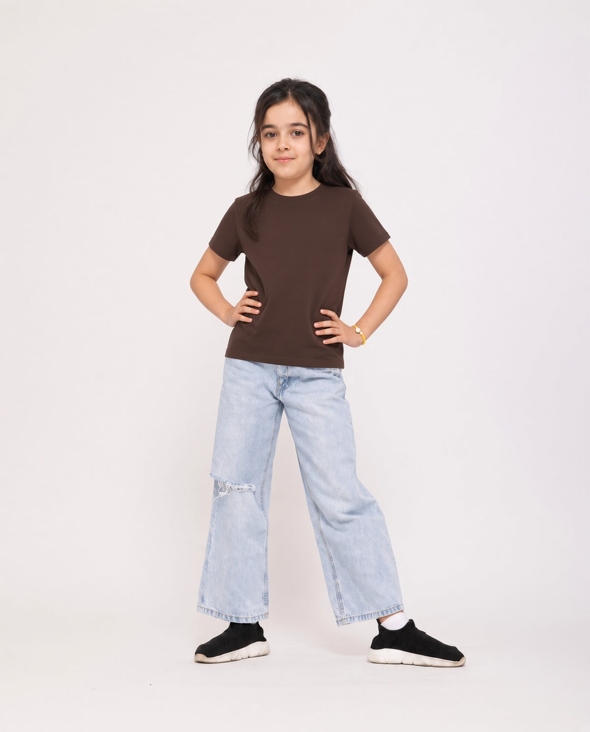 Premium Cotton Shirt for Girls –Dark Brown