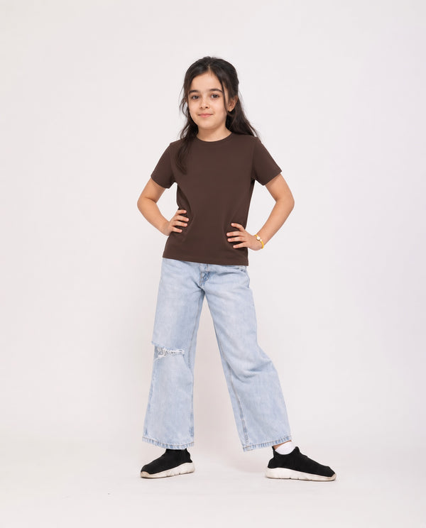 Premium Cotton Shirt for Girls –Dark Brown