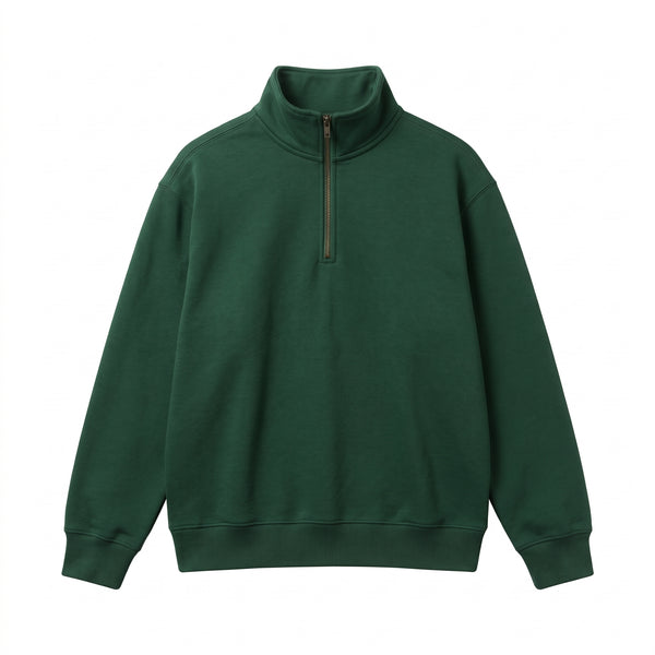 Essential Solid Quarter-Zip Fleece Sweatshirt – Heather Grey (Color Variations Available)