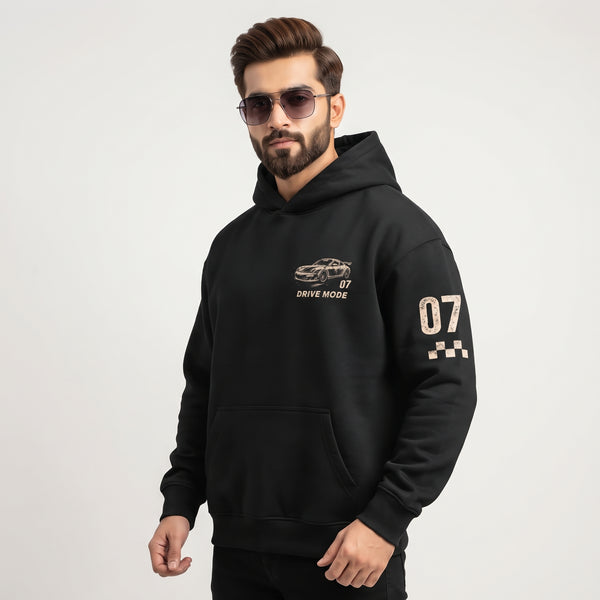 Drive Mode 07 Automotive Graphic Print Hoodie – Black