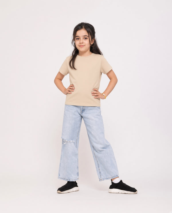 Premium Cotton Shirt for Girls – Beige