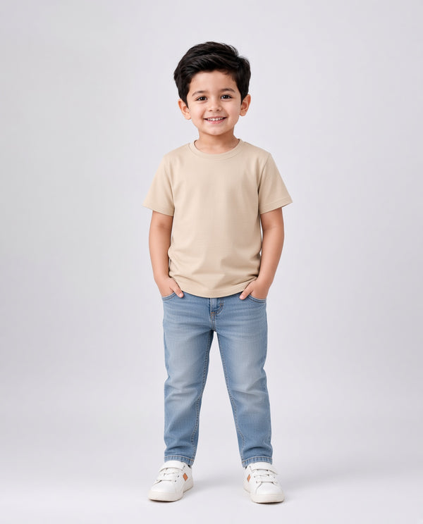 Premium Cotton Shirt for Boys –Light beige
