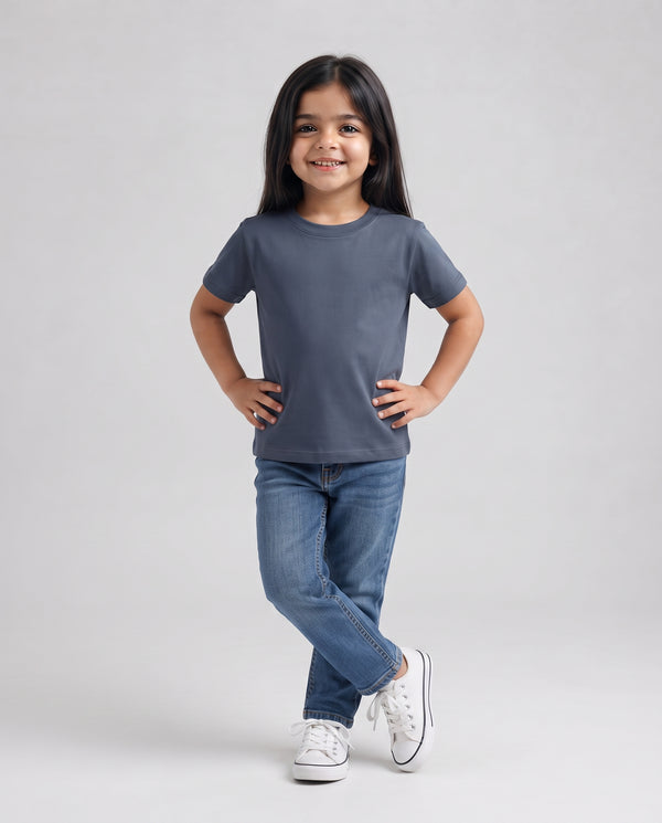 Premium Cotton Shirt for Girls – Muted Navy