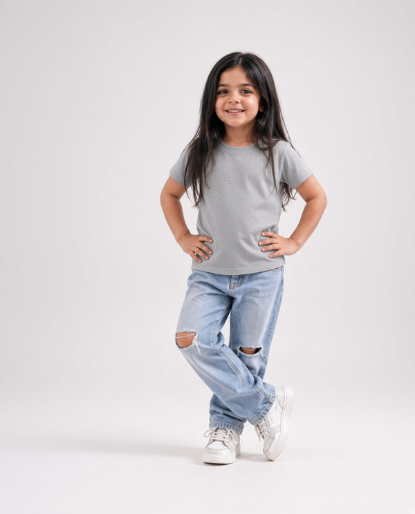 Premium Cotton Shirt for Girls –Gray