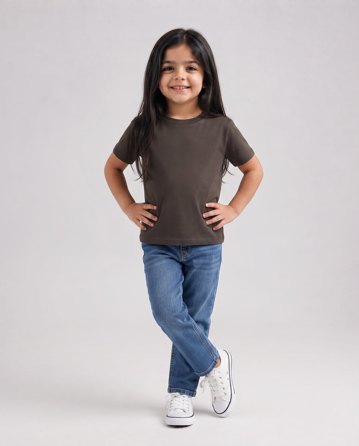 Premium Cotton Shirt for Girls – Dark Brown