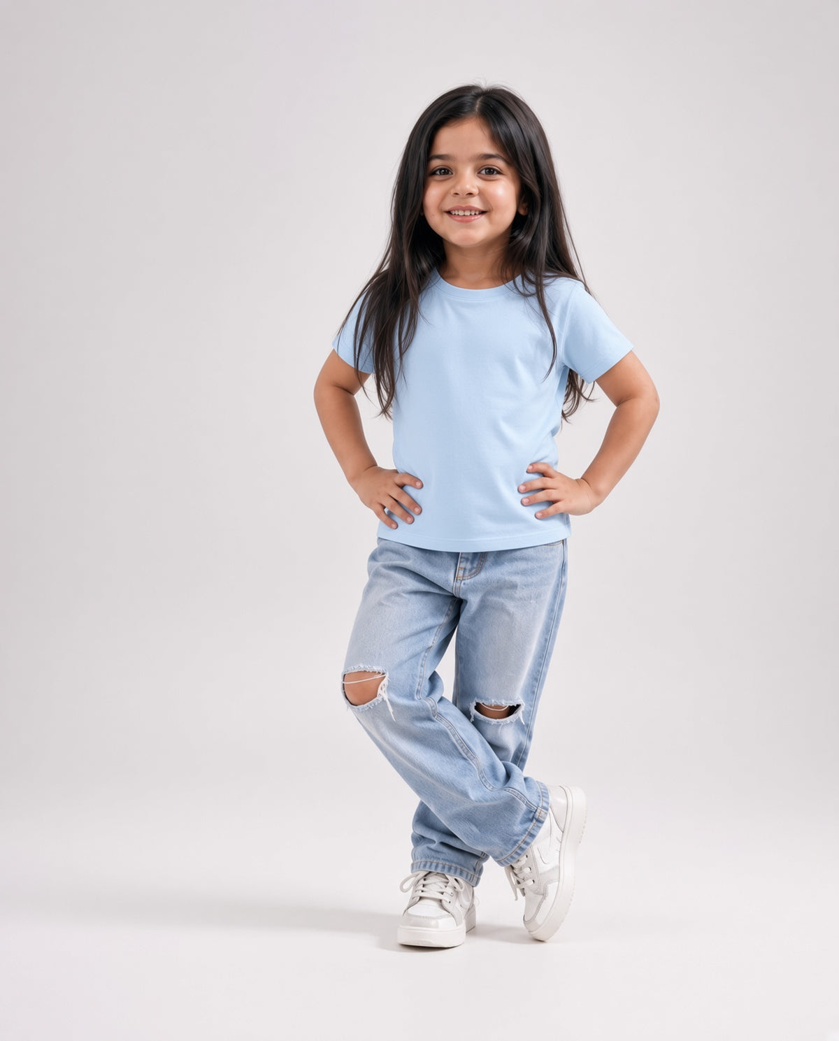 Premium Cotton Shirt for Girls – Sky Blue