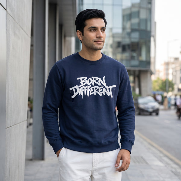Born Different Streetwear Crewneck | Navy Blue