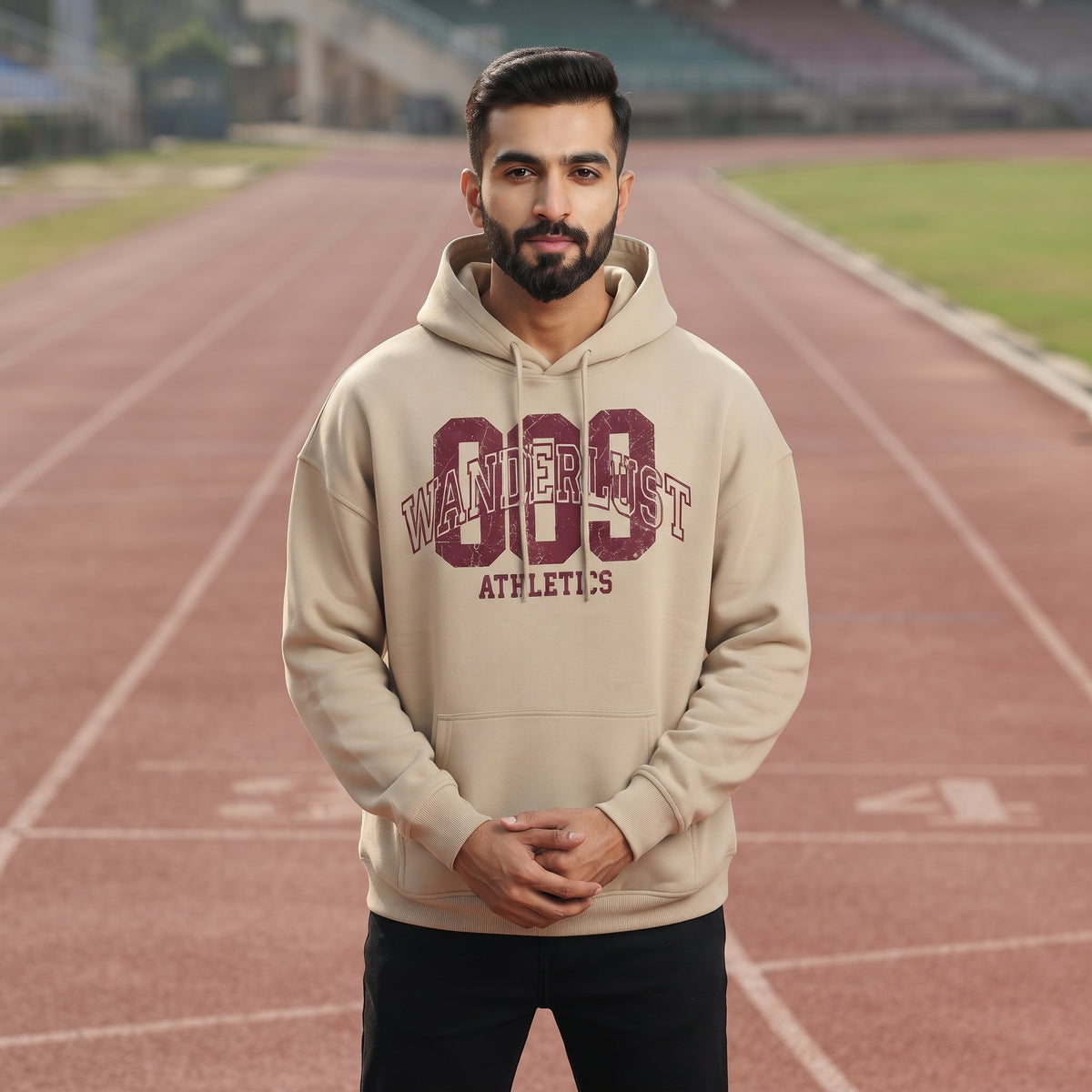 009 Wanderlust Athletics Printed Hoodie | Beige