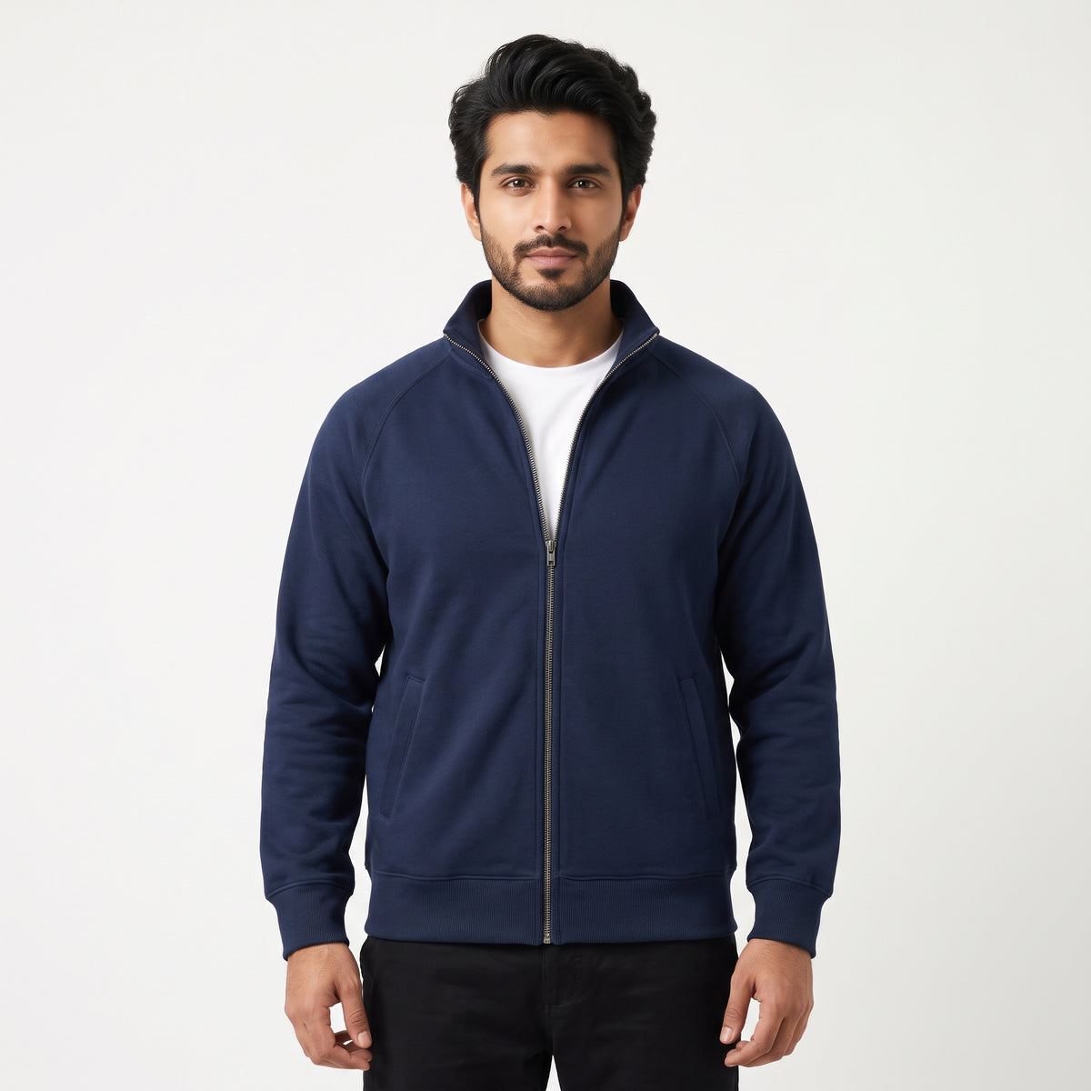 ZETA 09 Collegiate Print Full-Zip Sweatshirt – Navy Blue