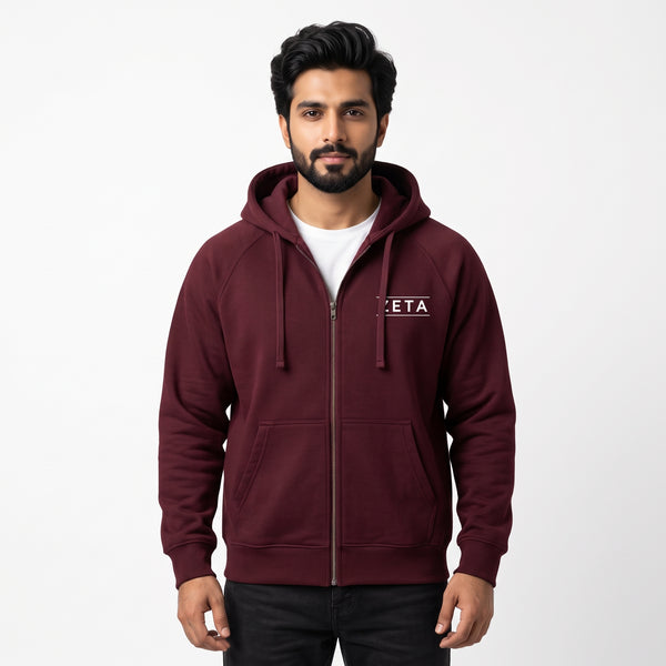 ZETA Minimalist Logo Full-Zip Hoodie – Maroon