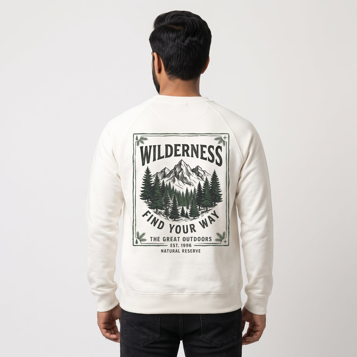 Forest Wilderness Pine Tree Minimalist Graphic Crewneck Sweatshirt –  Off White