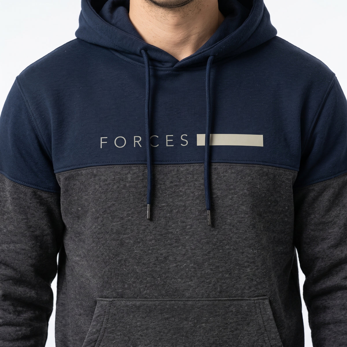 Forces Two-Tone Colorblock Hoodie | Navy & Charcoal