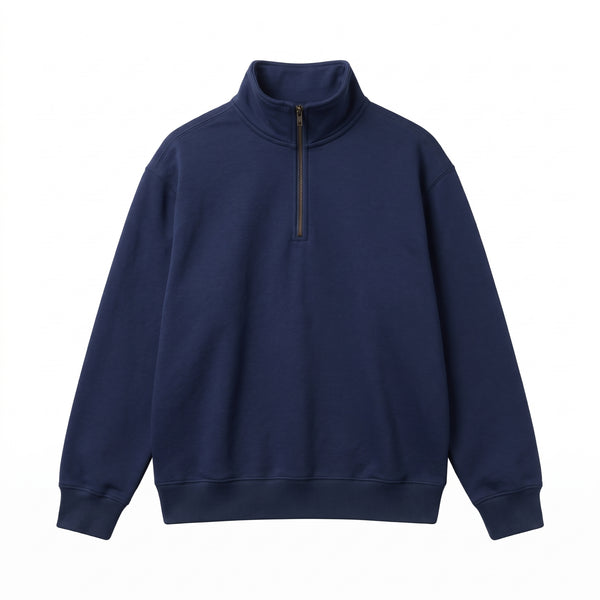 Essential Solid Quarter-Zip Fleece Sweatshirt – Heather Grey (Color Variations Available)