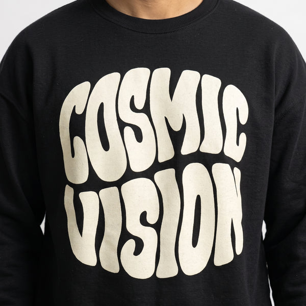 Cosmic Vision Graphic Printed Crewneck Sweatshirt – Black