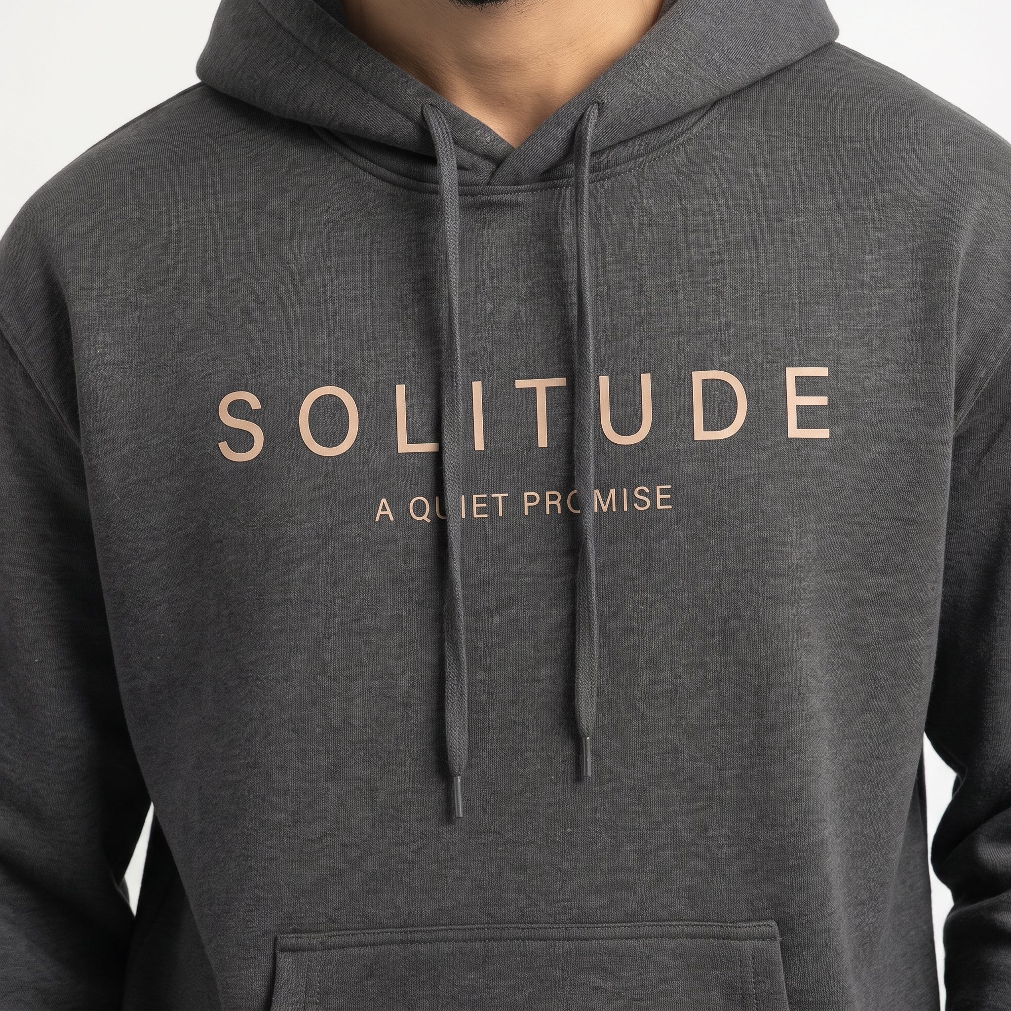 Solitude Typography Pullover Hoodie | Charcoal Grey Secondary image
