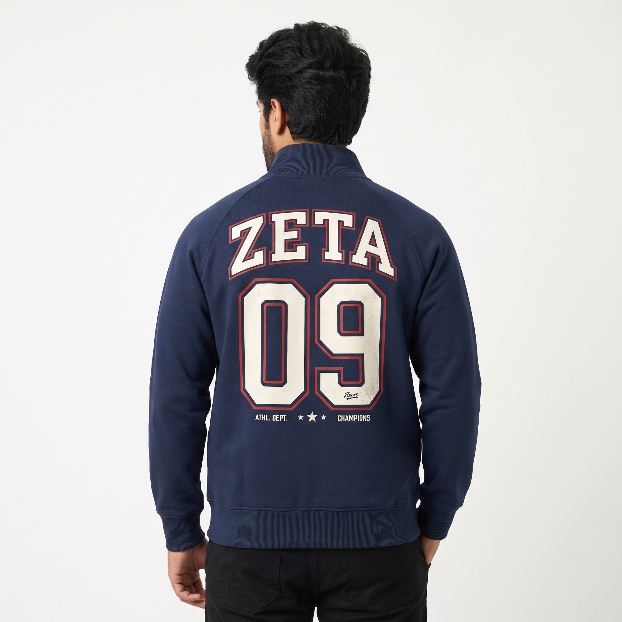 ZETA 09 Collegiate Print Full-Zip Sweatshirt – Navy Blue Secondary image