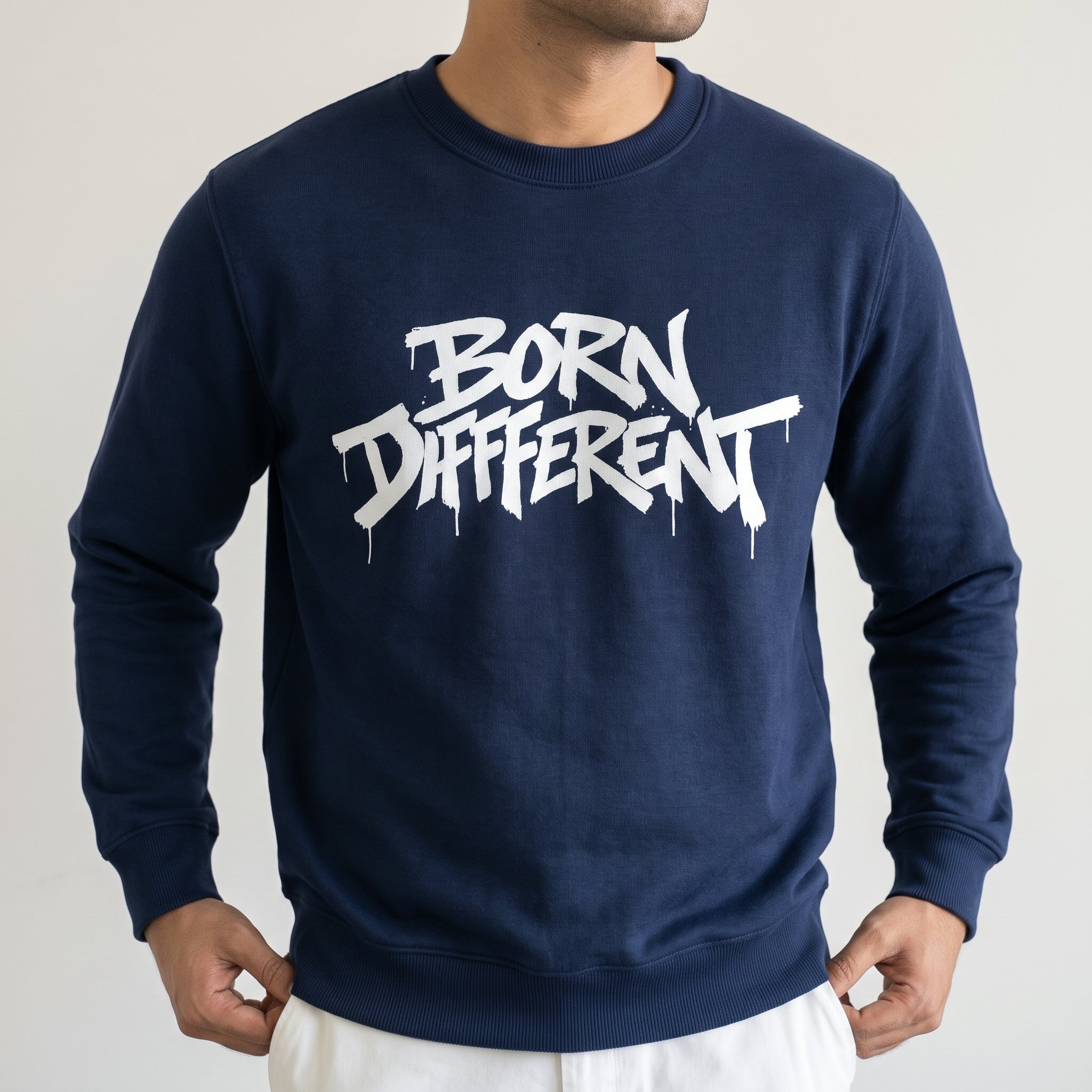 Born Different Streetwear Crewneck | Navy Blue Secondary image
