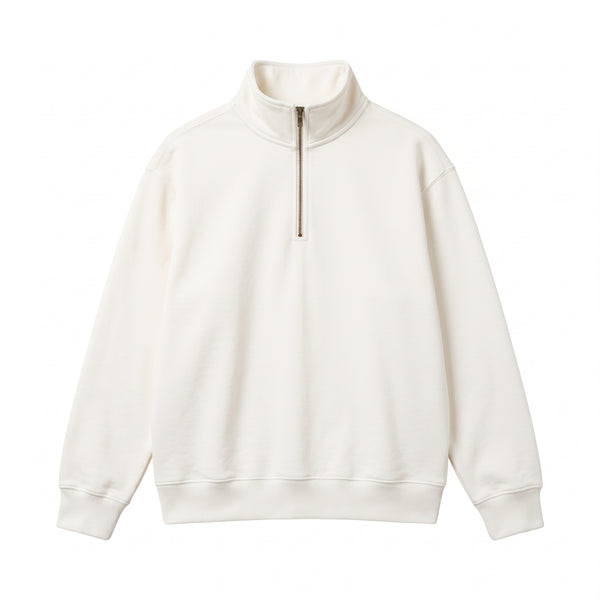 Essential Solid Quarter-Zip Fleece Sweatshirt – Heather Grey (Color Variations Available)