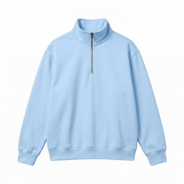 Essential Solid Quarter-Zip Fleece Sweatshirt – Heather Grey (Color Variations Available)