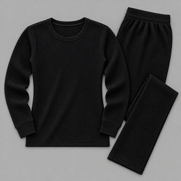 Women's Waffle Knit Thermal Crewneck & Trousers Co-Ord Set – Available in Multiple Colors