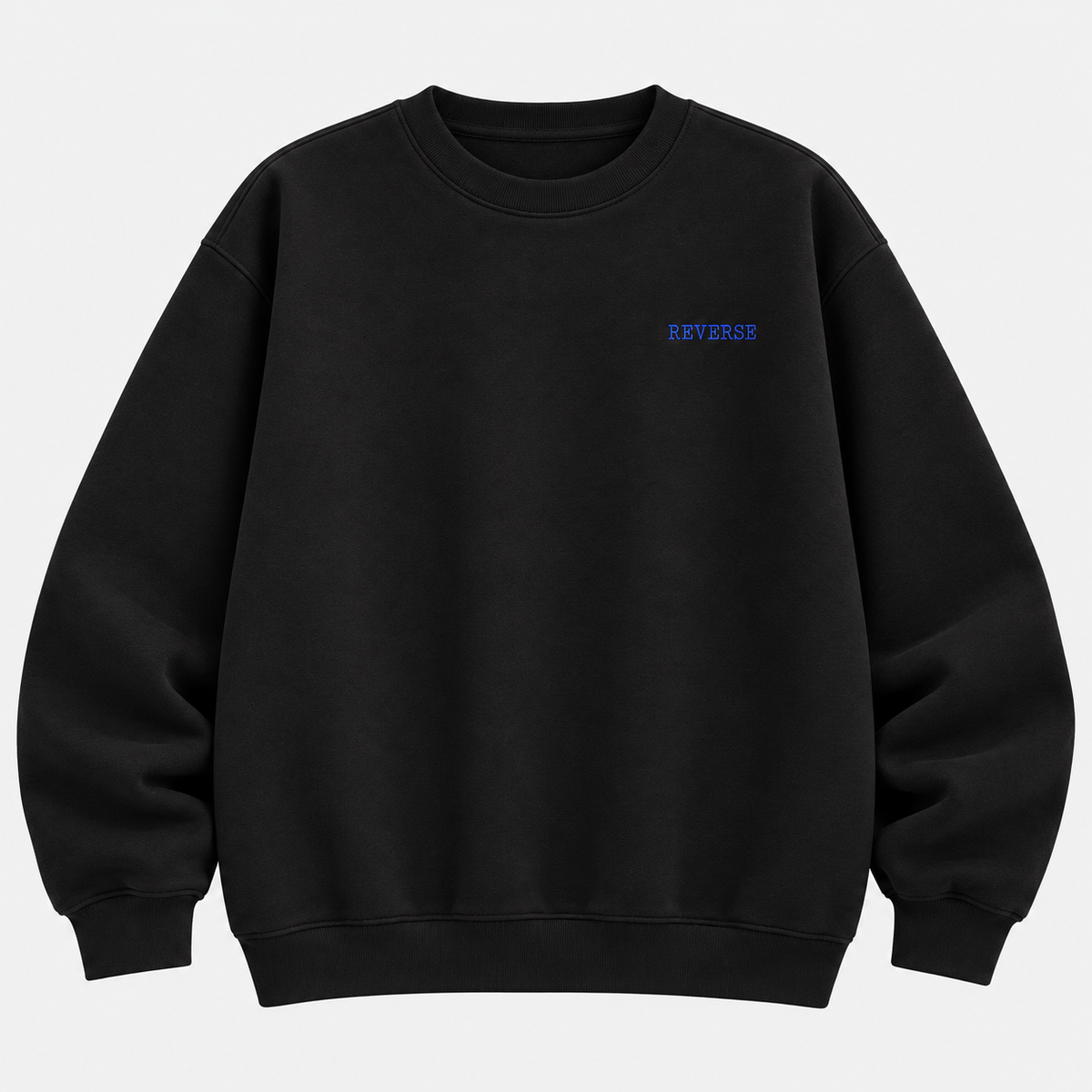 "REVERSE" Minimalist Chest Printed Sweatshirt – Jet Black