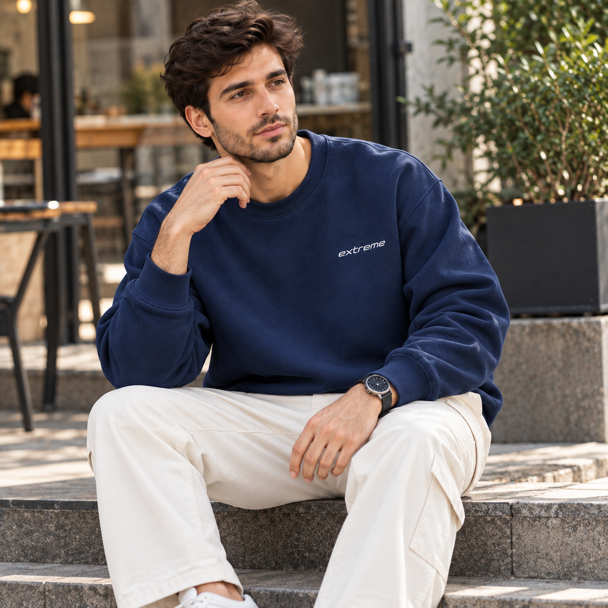 Extreme Minimalist Crewneck Sweatshirt | Navy Blue