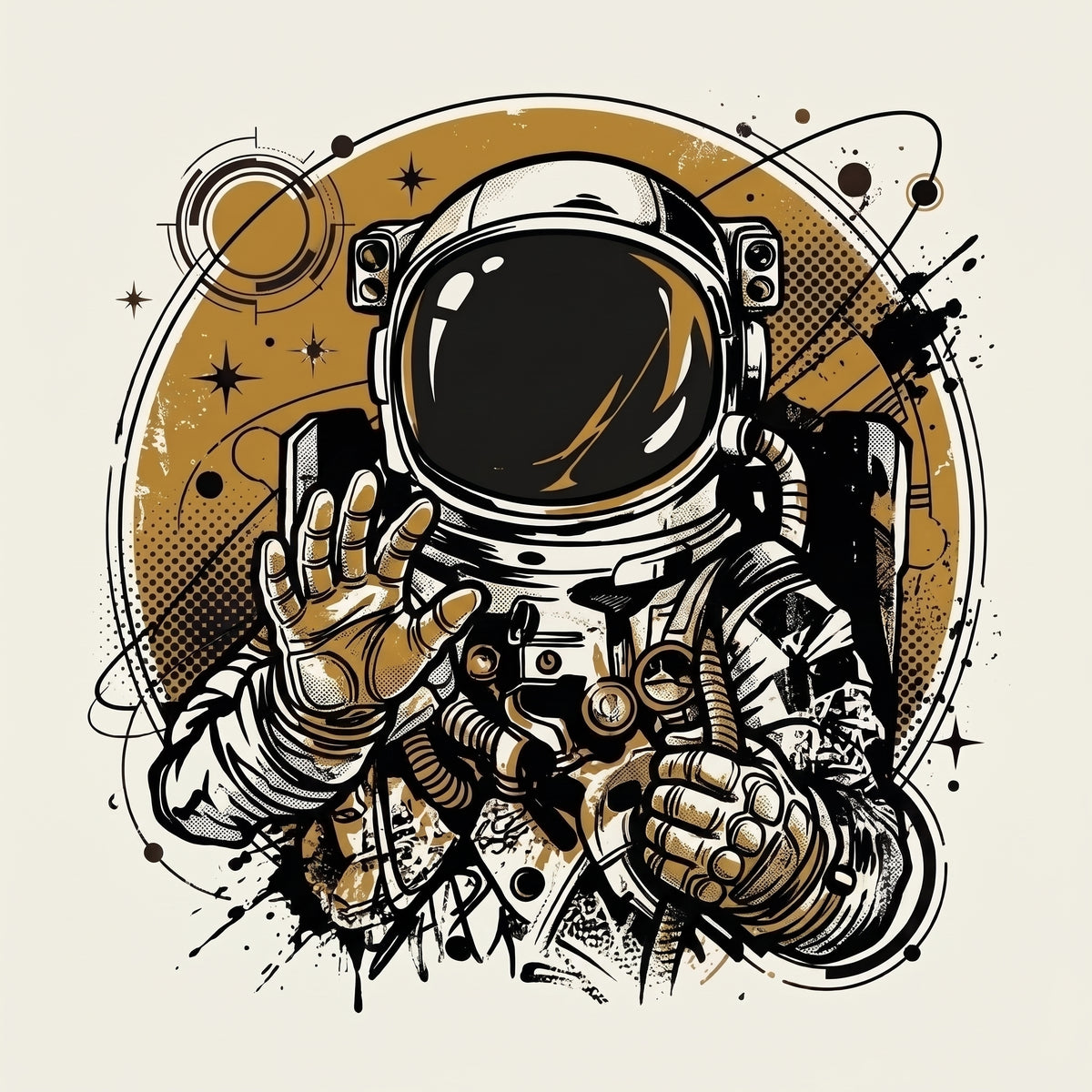 Starfarer Astronaut Graphic Printed Crewneck Sweatshirt | White