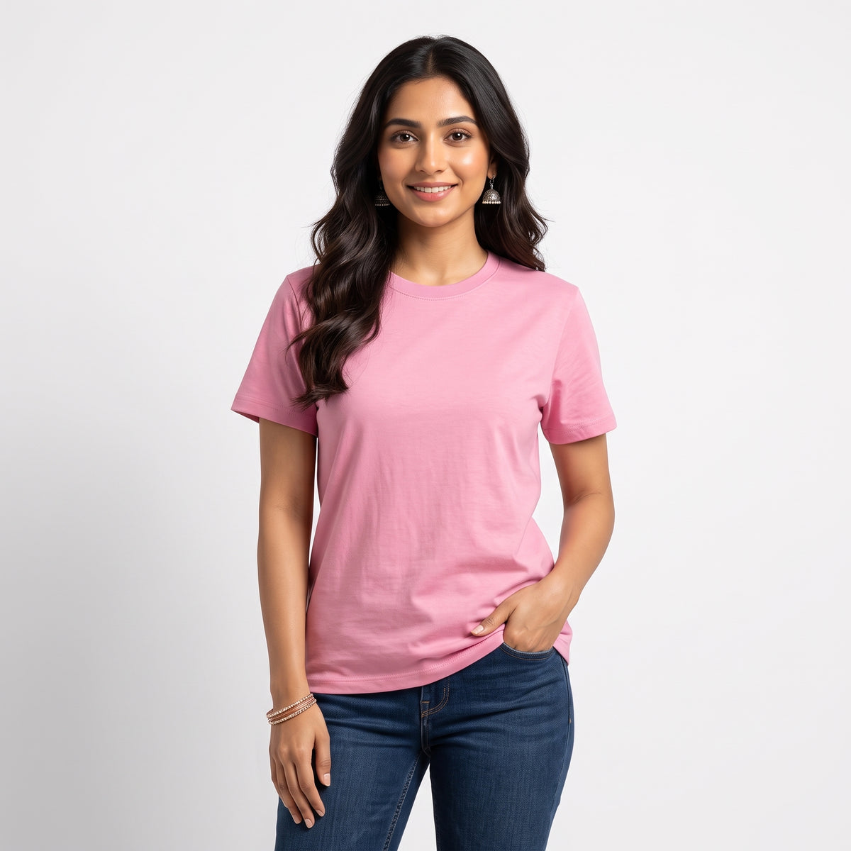 Pink Classic CrewNeck Premium  T-Shirt | Short Sleeve Casual Tee Main image