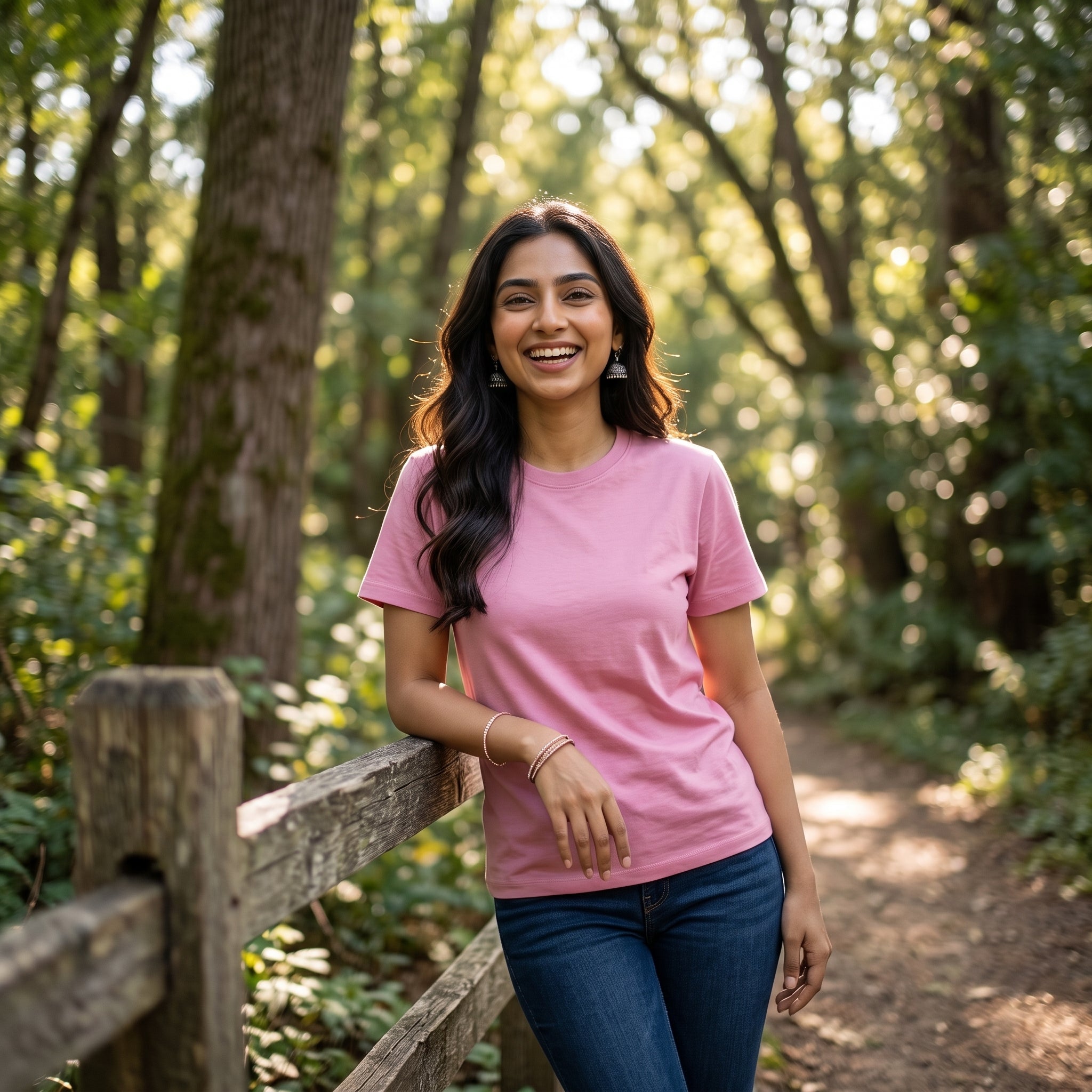 Pink Classic CrewNeck Premium  T-Shirt | Short Sleeve Casual Tee Secondary image